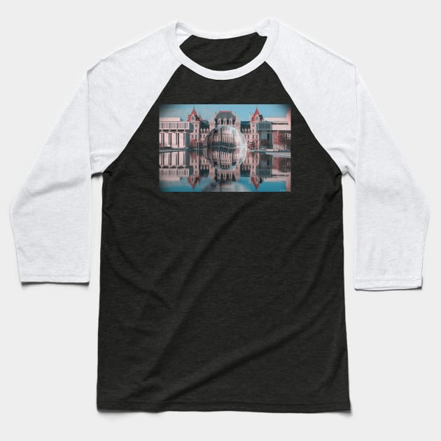 "Orb" - Albany NY, Empire State Plaza Baseball T-Shirt by One-Ton Soup Productions
